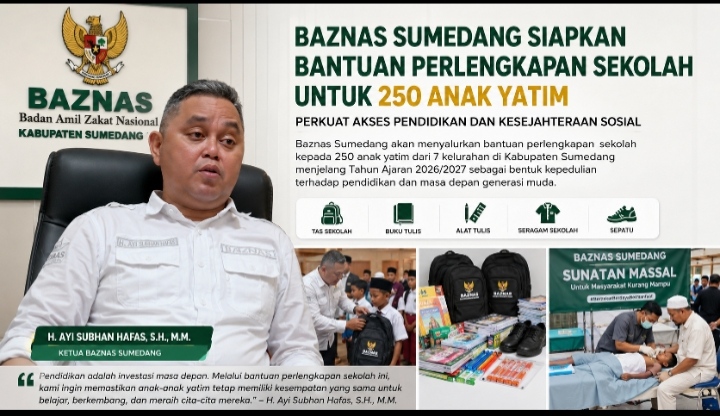 Baznas Sumedang Siapkan Bantuan Perlengkapan Sekolah untuk 250 Anak Yatim, Perkuat Akses Pendidikan dan Kesejahteraan Sosial