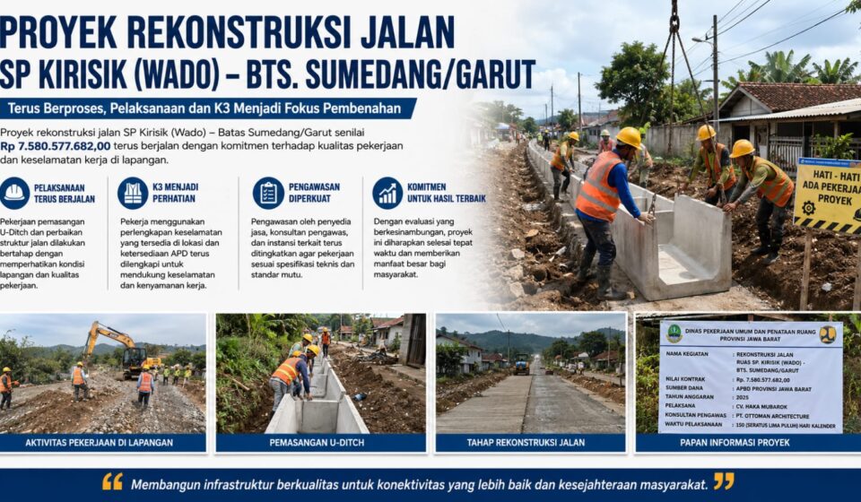 Proyek Rekonstruksi Jalan SP Kirisik–Batas Sumedang/Garut Terus Berproses, Pelaksanaan dan K3 Menjadi Fokus Pembenahan