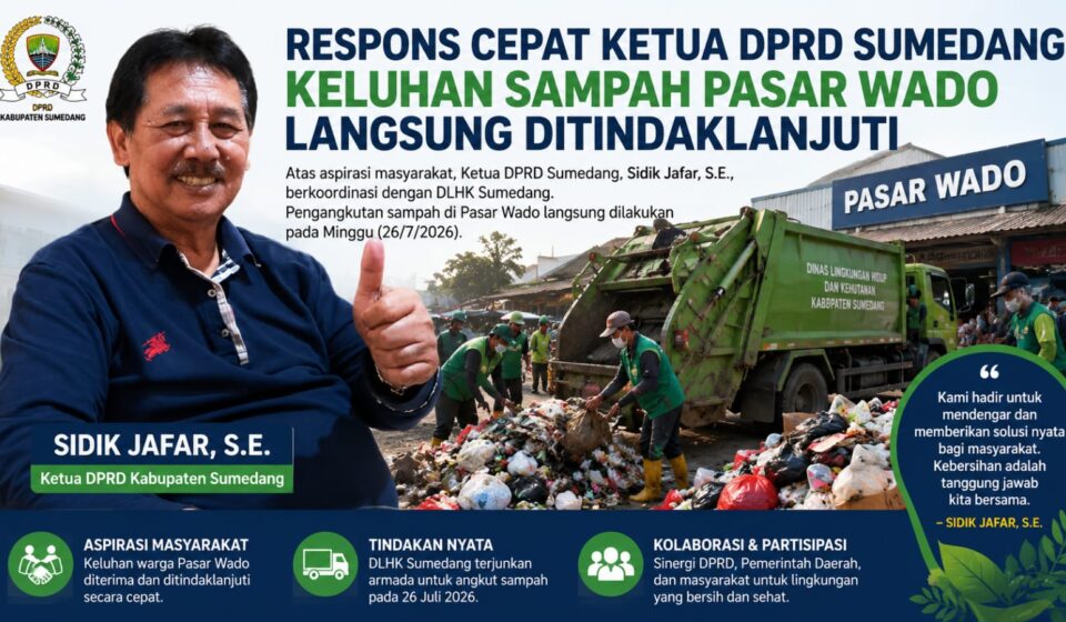 Ketua DPRD Sumedang Perintahkan Pengangkutan Cepat Sampah Menumpuk di Pasar Wado