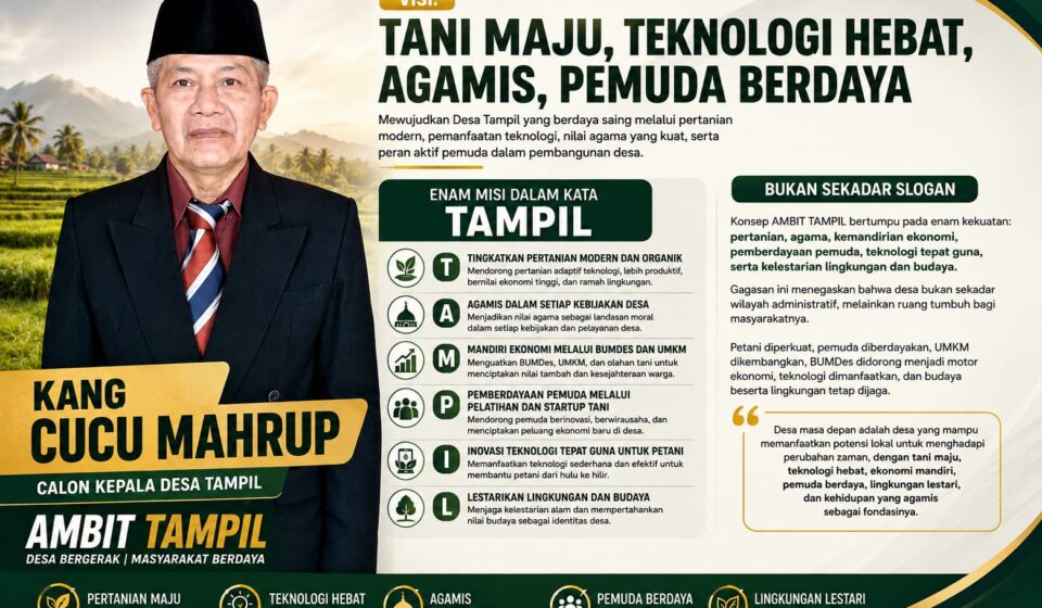 Kang Cucu Mahrup Usung “AMBIT TAMPIL”: Desa Tampil Menuju Tani Maju, Teknologi Hebat, dan Pemuda Berdaya