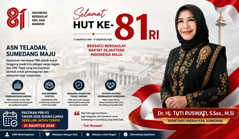 Sekda Sumedang Dorong ASN Sumedang Jadi Teladan Bayar PBB, Momentum HUT RI ke-81