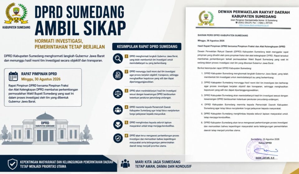 Ini Sikap DPRD Sumedang di Tengah Investigasi Kasus Wakil Bupati!